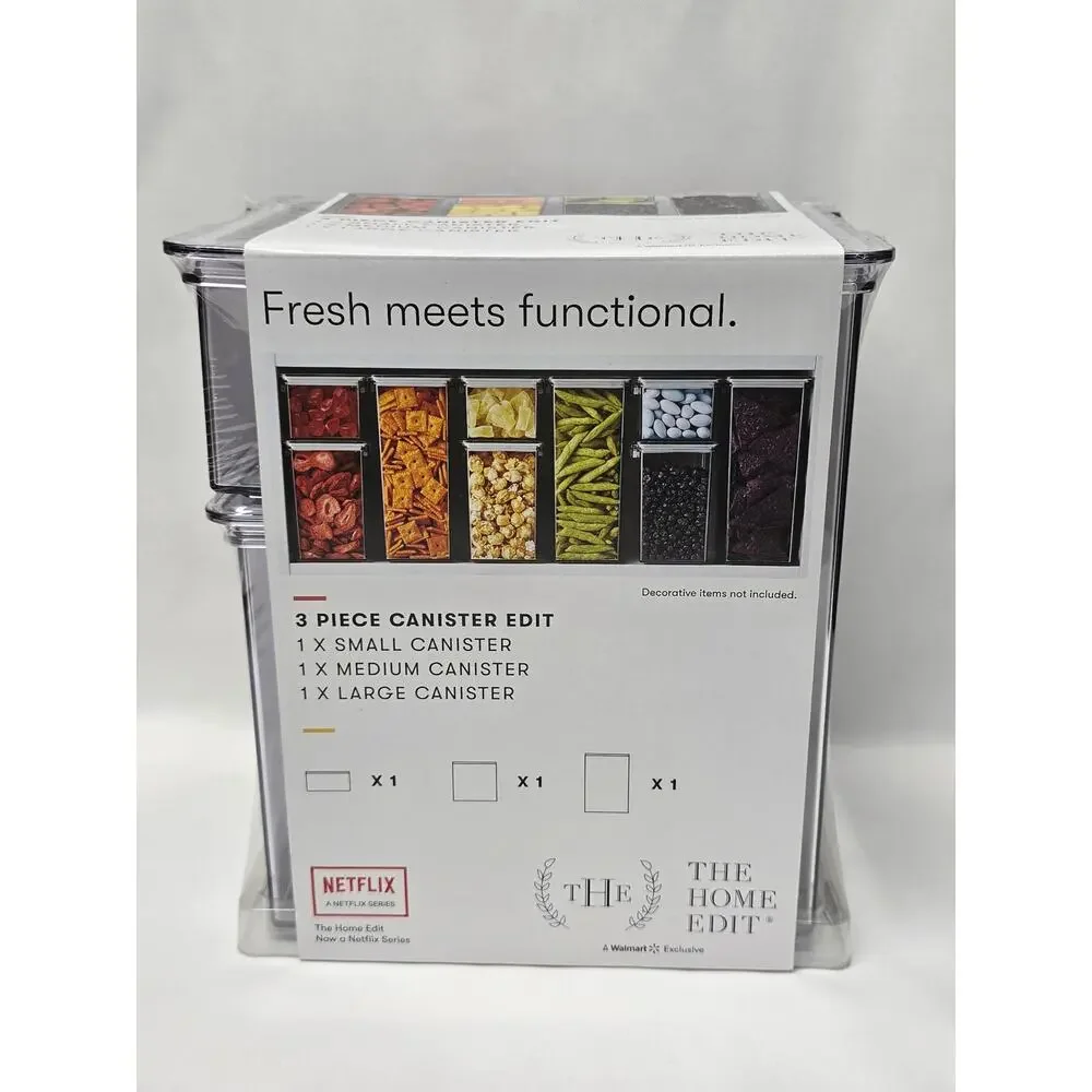 THE The Home Edit A Netflix Series 3 Piece Canister Edit Small Medium Large
